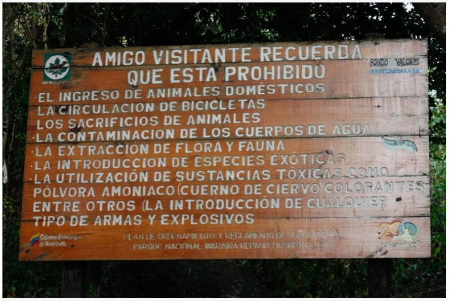 Aviso de cuidados al parque